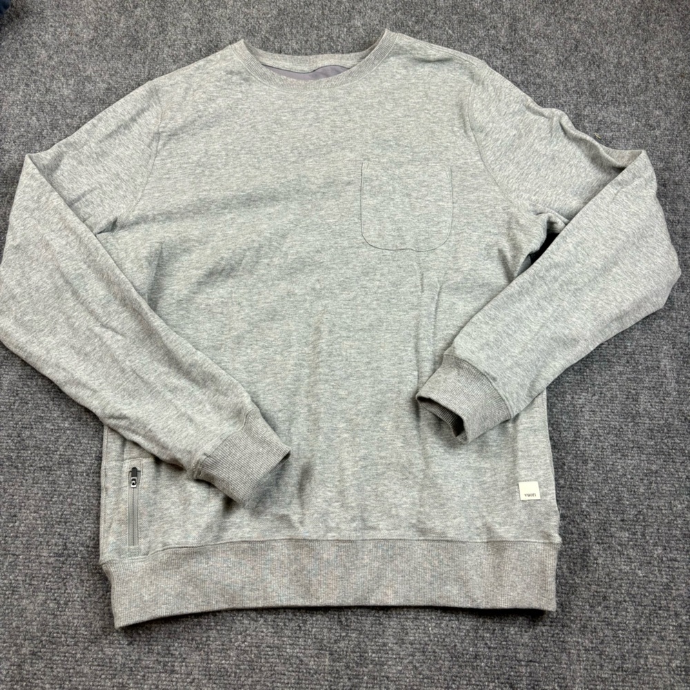 VUORI Men’s Jeffreys Pullover Sweatshirt Heather Grey size: Men’s Medium